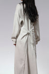 BASERANGE Waist-Drawstring Long Sleeve Dress DRSH Collection Portugal BAS-DRSH-CH-WI22-MIHUI Beige Gray